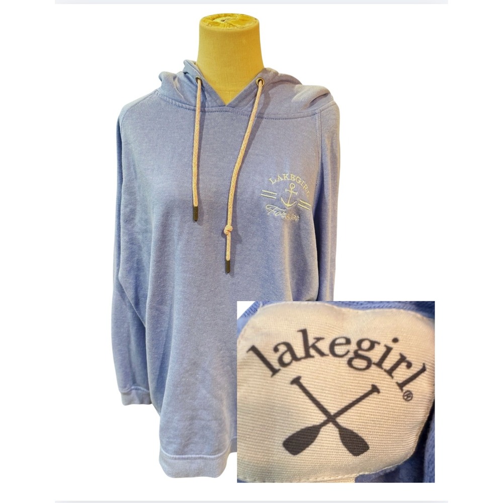Lakegirl Forever‎ Anchor Hoodie Sweatshirt Blue XXL Nautical Coastal Embroidered